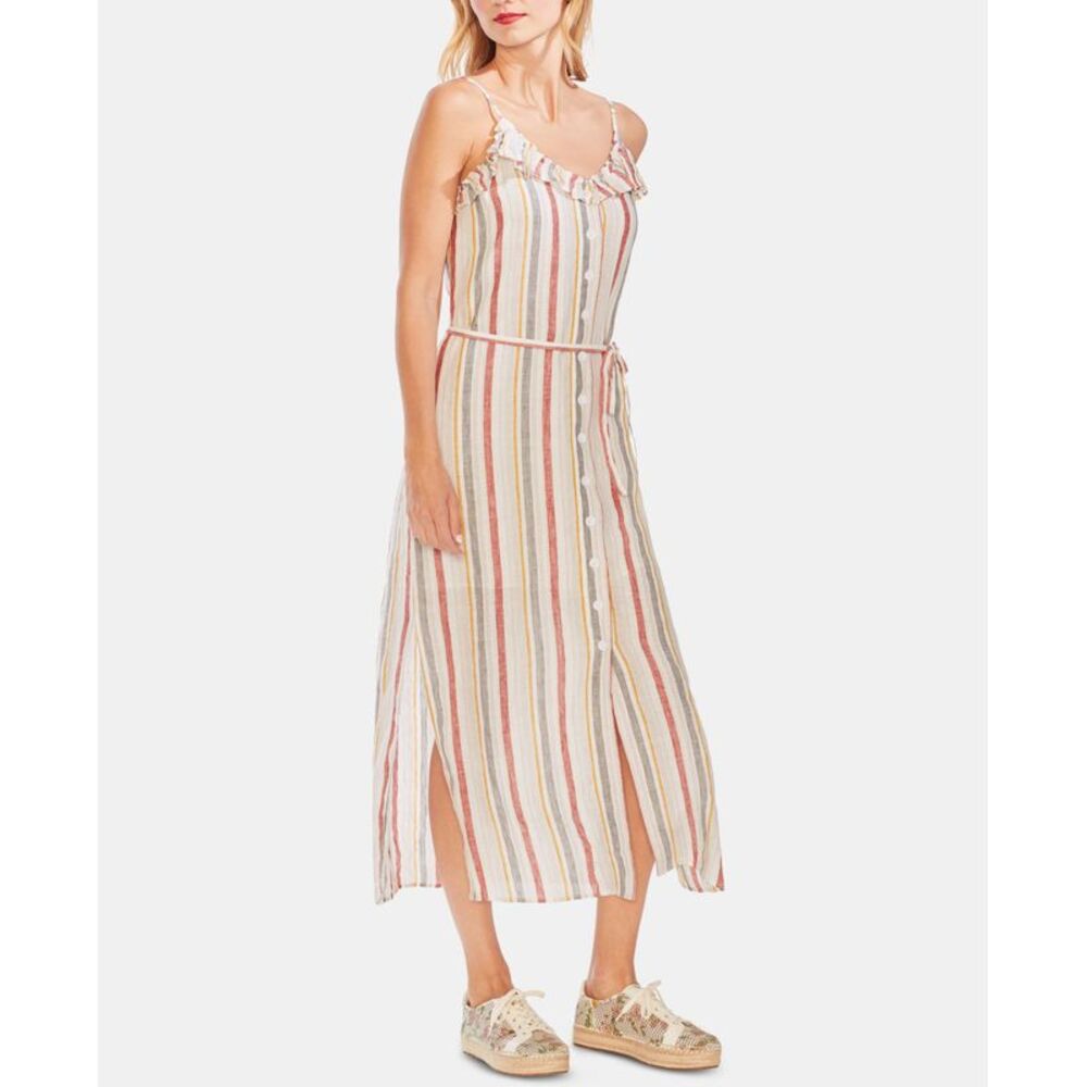 Vince Camuto Ruffle Yoke Linen Maxi Dress